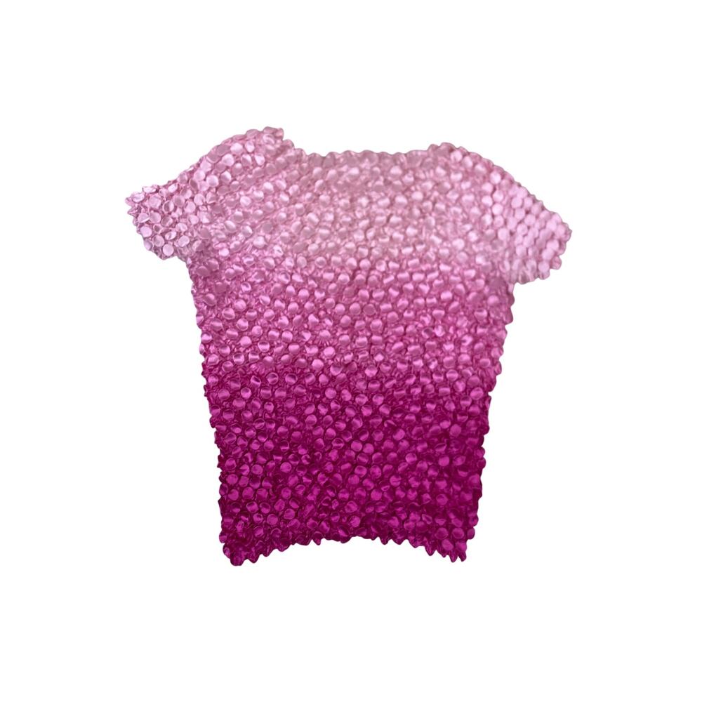 90s Vintage Pink Ombre Stretchy Magic Top One Size Retro 1990s Shirt - Picture 2 of 3